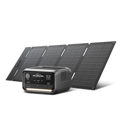 EF ECOFLOW Solar Generator RIVER 3 Plus with 45W Solar Panel, 286Wh Portable Power Station LiFePO4 Battery, 3 Up to 1200W AC Outlets, <10 MS UPS, Expandable to 858Wh, <30 dB Quiet, 1Hr Fast AC Charge - style: RIVER 3 Plus+ 45W Solar Panel