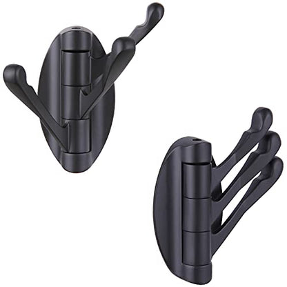Angle Simple Towel Hook Matte Black 2 PCS, Metal Swivel Folding Robe Hook, Hand Towel Holder, Heavy Duty Clothes Hanger for Bathroom RV Wall Mount - color: Matte Black, size: 2 Pack