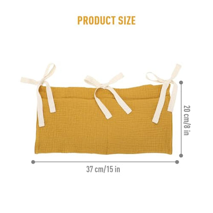 Cinaci 2pcs Cotton Pram Stroller Caddy Baby Crib Hanging Organizers Storage Pockets Nappy Diaper Bags Bedside Pockets for Milk Bottle/Soothing Toys/Wipes (Cream Set) - color: Cream and Ginger Set