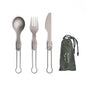 SANTTA Ultra Light Titanium Folding Cutlery Set Including Knife Fork Spoon with Bag for Backpacking, Hiking, Camping and Traveling - style: 3-pc set