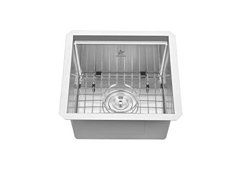 STARSTAR Workstation Ledge Undermount Single Bowl 304 Stainless Steel Kitchen Sink, With Grid, Cutting Board (15 x 15) - size: 15 x 15