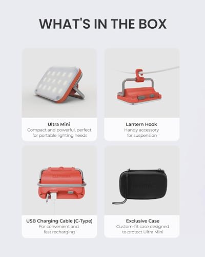 CLAYMORE Ultra Mini (Red) - Outdoor Rechargeable LED Light for Camping, Tent, Backpacking, Emergency and Industrial Use. Waterproof, Portable Lantern with USB-C, Up to 24 Hours Battery Life. - style: Red (Ultra)