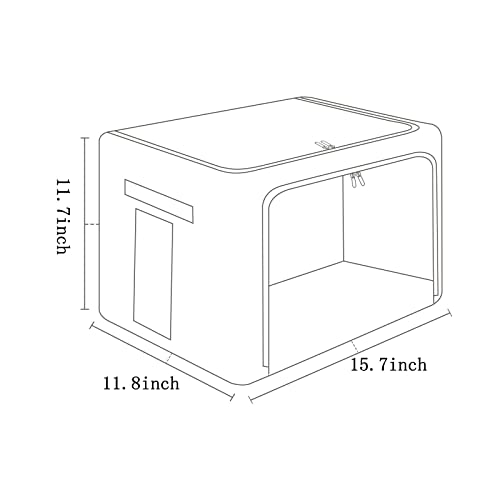 FHSQX 2 Pack Clothes Storage Bins with Metal Frame, Beige, 15.7x11.8x11.7 Inch - color: Beige, size: 15.7x 11.8x 11.7 Inch
