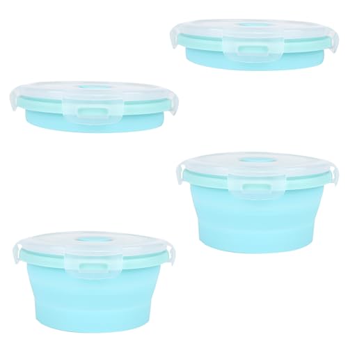 2pcs Collapsible Dog Bowls, Silicone Food & Water Travel Bowl with Lid Portable Expandable Pet Feeding & Drinking Cup/Saucer for Walking, Kennels, and Camping 350ml (Blue) - color: Blue