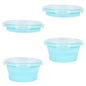 2pcs Collapsible Dog Bowls, Silicone Food & Water Travel Bowl with Lid Portable Expandable Pet Feeding & Drinking Cup/Saucer for Walking, Kennels, and Camping 350ml (Blue) - color: Blue