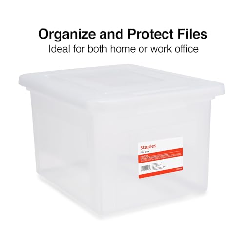STAPLES File Box Plastic File Box Snap, Letter/Legal Size, Clear, 2/Pack - color: Clear, size: 2 Pack, style: Box (Snap Lid)