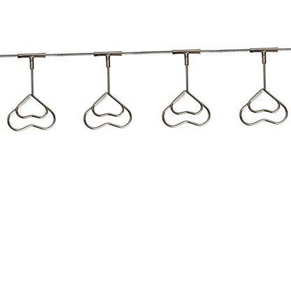 TFu Multi-Purpose Steel Wall Hanging Photo Display Cable Wire Rod String with 12 Clips for Hanging Photos Notes and Artworks (Heart Shape Clip) - size: Heart shape clip