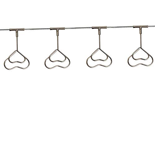 TFu Multi-Purpose Steel Wall Hanging Photo Display Cable Wire Rod String with 12 Clips for Hanging Photos Notes and Artworks (Heart Shape Clip) - size: Heart shape clip