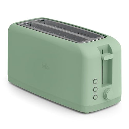 bella 4 Slice Slim Toaster, Fits-anywhere™ Kitchenware, 6 Setting Shade Control with Reheat & Cancel Buttons, Fits Sourdough, 10” Long Slot, Anti Jam & Auto Shutoff, 900 Watt, Seaglass - color: Sea Glass, size: 4 Slice