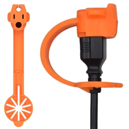 Prong Protector Outdoor Plug Cover for 120-Volt Plugs - Outside Plug Protectors for Extension Cord Cap End, 3-Prong Heater Block End Covers (2,Orange) - color: Orange
