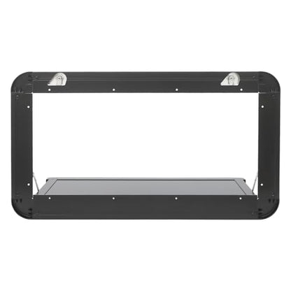 31.5*17.7in Rv Caravan Picnic Folding External Table - Aluminum Wall Mount Flip Fold Down Desk External Hanging Table W/4 Keys,55lbs Max Load For Caravans,Vans,Truck Campers,Travel Trailers. (Black) - color: Black