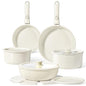 GiPP Ceramic Pots and Pans Set Non Stick, Nonstick Detachable Handle Cookware Sets, Healthy Non Toxic PFAS PFOA & PTFE Free, Dishwasher ＆Oven Safe, Induction Kitchen Pot and Pan, 15 Piece Cream - color: White, size: 15PCS 01