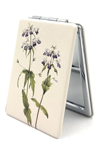Mary Vaux Walcott Compact Mirror White Mirror Flower Blue Eyed Mary Gifts Collisia Verna Cosmetic Mirror American Artist Artwork Souvenir Art Print Small Travel Mirror - color: Mary