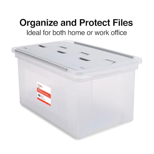 STAPLES Wing Lid File Totes, Letter Size, Clear, 2/Pack - color: Clear, size: 2 Pack, style: Box (Wing Lid)