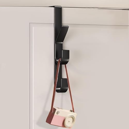 Over The Door Hooks, 3-Hooks Metal with Prevent Scratches Heavy Duty Organizer for Living Room, Bathroom, Bedroom, Kitchen Hanging Clothes, Towels, Hats, Coats, Bags(Black) - color: Black Door Hooks