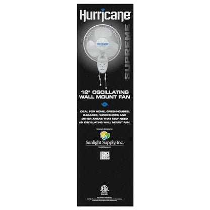 Hurricane Supreme 12” Portable Oscillating Wall Mount Fan, Space Saving, Powerful, and Quiet 3 Speed Airflow, Adjustable Tilt for Home and Workshop - style: 12" Supreme