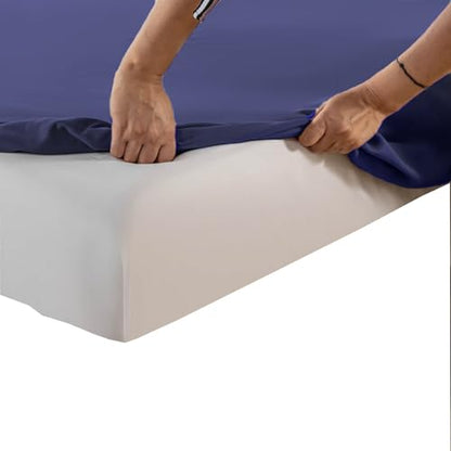 Kingnex Queen Sleeper Sofa Bed Sheets for 60x74 Pull Out Sofa Bed with 4-6 Deep Pocket Soft Double Brushed 1800 Microfiber 4 Piece Bedding Set Navy - color: Navy, size: Sleeper Sofa Queen