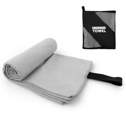 Camping Towel XL Size Microfiber Quick Dry for Men Women Hiking Beach Swimming Pool Travel Body Yoga Mat Towels(Light Grey, 1 Pack XL) - color: Light Grey, size: 1 Pack XL
