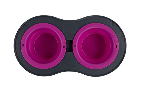 Dexas Pets Double Elevated Pet Feeder, Fuchsia, Small/1 Cup Capacity Bowls (PW1004322405) - color: Fuchsia, size: Small/1 Cup Capacity Bowls