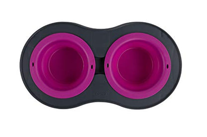 Dexas Pets Double Elevated Pet Feeder, Fuchsia, Small/1 Cup Capacity Bowls (PW1004322405) - color: Fuchsia, size: Small/1 Cup Capacity Bowls