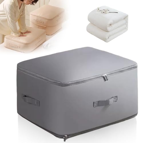 Ultra Space Saving Self Compression Organizer, 2026 Upgrade Space Saver Quilt Compression Storage Bag, Premium Comforter Storage Bag for Storage Comforter Blanket (Gray, Large(54x42x30cm)) - color: Gray, size: Large(54x42x30cm)