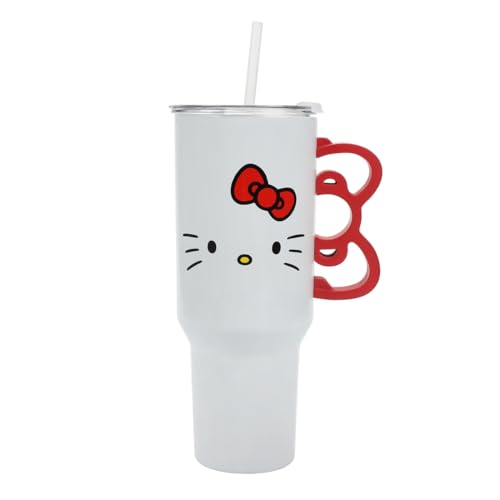 Bioworld Hello Kitty 40 Oz Stainless Steel Tumbler With Sculpted Bow Handle - color: Hello Kitty Sculpted Bow