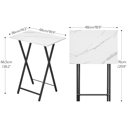HOOBRO Folding TV Tray Tables, Set of 4 TV Trays with Storage Rack, Industrial Side Table for Eating at Couch, Foldable Snack Table for Small Space, Easy Assembly, White and Black BW50BZ01 - color: White + Black