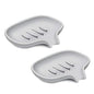 SUBEKYU Silicone Soap Dish for Bathroom,Bar Soap Holder for Shower with Draining Tray, Waterfall Soap Tray for Kitchen Sink, Set of 2 (2 * Gray) - color: 2 * Gray