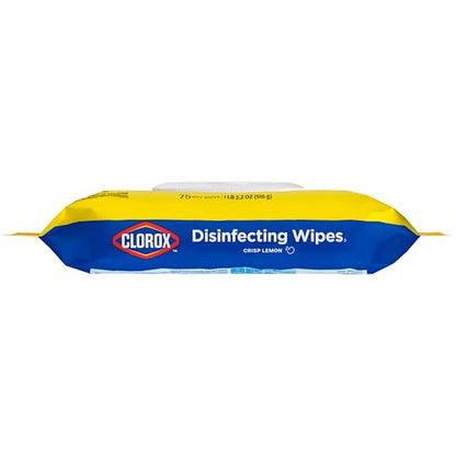 Clorox Disinfecting Cleaning Wipes Flex Pack, Bleach Free, Crisp Lemon, 75 Count (Pack May vary) - size: 75 Count (Pack of 1)