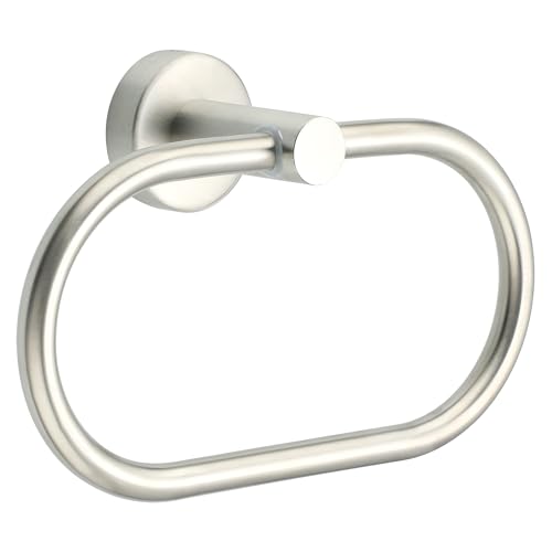Alise Hand Towel Holder Towel Ring for Bathroom Wall Mounted, Brushed | SUS304 Stainless Steel, Oval Shape, Swing Towel Hanger for Bathroom, Kitchen, Bathroom Towel Rack - color: Brushed Nickel, size: 1 Pack(Screw-in)