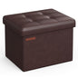 SONGMICS Small Folding Storage Ottoman, Foot Rest Stool, Cube Footrest, Synthetic Leather, 12.2 x 16.1 x 12.2 Inches, 286 lb Capacity, for Living Room, Bedroom, Dorm, Chestnut Brown ULSF100K02 - color: Chestnut Brown, style: Synthetic Leather