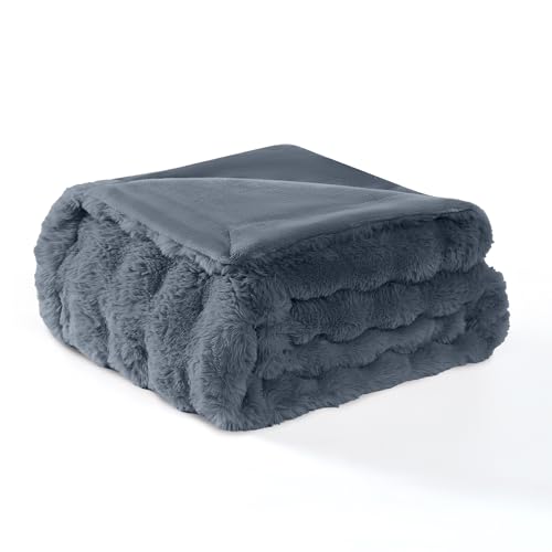 Modern Threads Water-Resistant Faux Rabbit Fur Pet Blanket for Dogs & Cats – Ultra-Soft Couch, Bed & Crate Protector, 50x60 Navy Blue - color: Navy Blue, size: 50x60"