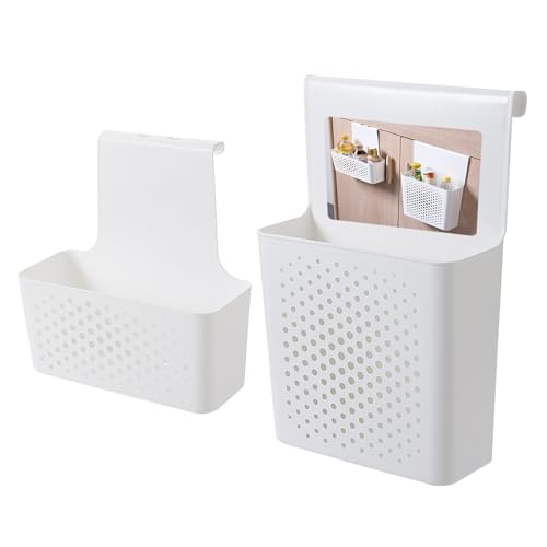 Kitchen cabinet door storage basket, no punching hook bracket hanging basket, 2pack