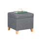 Linen Storage Ottoman, 17.5 Inch Square Upholstered Footrest Stool with Hinged Lid for Living Room, Bedroom & Entryway, Small Cube Accent Foot Stool, Grey with Natural Wood Legs - color: Grey With Burlywood Legs