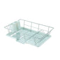Sweet Home Collection Space-Saving 3-Piece Dish Drainer Rack Set: Efficient Kitchen Organizer for Quick Drying and Storage - Includes Cutlery Holder and Drainboard - Maximize Countertop Space, Mint - color: Mint
