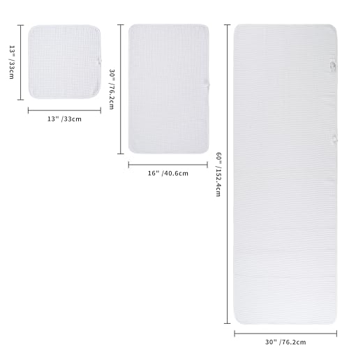 POLYTE 430 GSM Microfiber Quick Dry Lint Free Oversize Bath Towel Set, 6 Piece (Waffle Weave) - color: White
