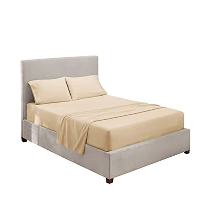 Hearth & Harbor Twin Size Sheets - 3 Piece Bed Sheet Set, Hotel Luxury Double Brushed Bed Sheets - Extra Soft Bedding Sheets & Pillowcases, Twin, Beige - color: Beige, size: Twin