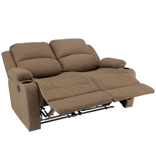 Camper Comfort Faux Suede Leather Reclining Chair, Cappuccino, 58" Wide x 41" Tall x 30" Deep, Wall Hugging Fit for RVs - color: Cappuccino, style: Manual
