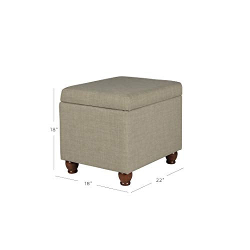 HomePop 22" Medium Rectangular Storage Ottoman - Tan Linen - color: Tan Linen