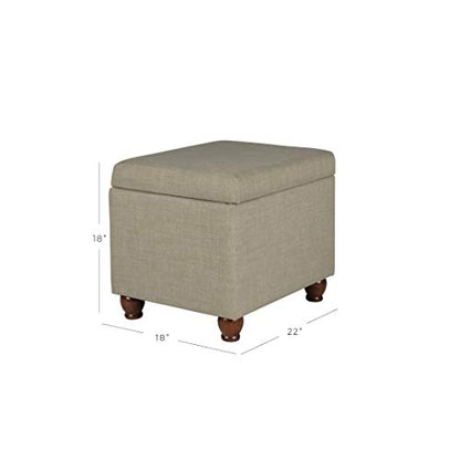 HomePop 22" Medium Rectangular Storage Ottoman - Tan Linen - color: Tan Linen