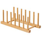 HBlife Bamboo Dish Plate Bowl Cup Book Pot Lid Cutting Board Drying Rack Stand Drainer Storage Holder Organizer Kitchen Cabinet（Keep Dry） - color: Bamboo 6 Slots 1pcs