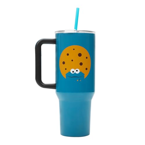 Bioworld Sesame Street Cookie Monster 40 Oz Blue Stainless Steel Tumbler with Handle - color: Cookie Monster