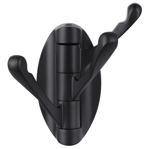 Angle Simple Folding Towel Hook Matte Black, Metal Swivel Robe Hook, Bathroom Towel Holder, Clothes Coat Holder for RV Home Storage, Wall Mount - color: Matte Black, size: 1 Pack