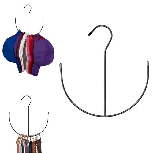 Pack of 2 - Baseball Cap Hanger | Metal Hat Hangers for Closet | Multipurpose Belt Organizer for Closet, Purse Hanger, Toy Organizer & Hat Storage Hangers | Closets Accessories Organizers - style: D
