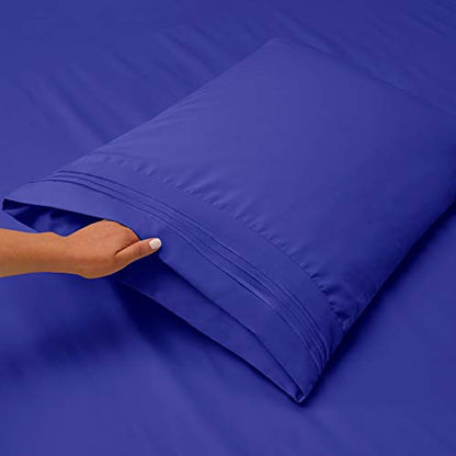 Hearth & Harbor Twin Size Sheets - 3 Piece Bed Sheet Set, Hotel Luxury Double Brushed Bed Sheets - Extra Soft Bedding Sheets & Pillowcases, Twin, Royal Blue - color: Royal Blue, size: Twin