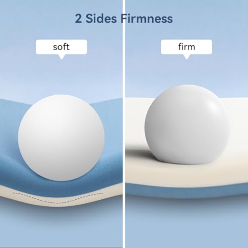 Memory Foam Firm Pillows for Sleeping, 4.7'' Orthopedic Cervical Neck Pillow with Two-Sided Reversible Cover,Medium Firm Gusseted Gel Pillows for Back & Side Sleepers - size: 24*16*4.7’‘