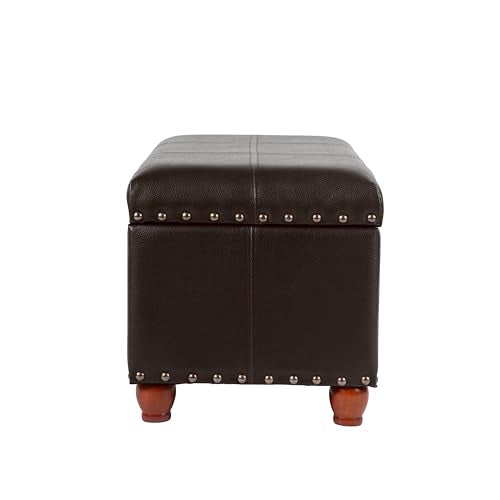 HomePop 40" Faux Leather Storage Cocktail Bench - Espresso - color: Espresso Brown