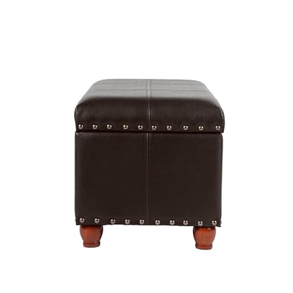 HomePop 40" Faux Leather Storage Cocktail Bench - Espresso - color: Espresso Brown