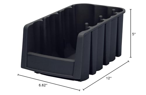 Akro-Mils 30716 Economy Stacking Shelf Plastic Storage Bins, (12-Inch x 6-5/8-Inch x 5-Inch), Black (10-Pack) - size: 11.78 x 6.625 x 5