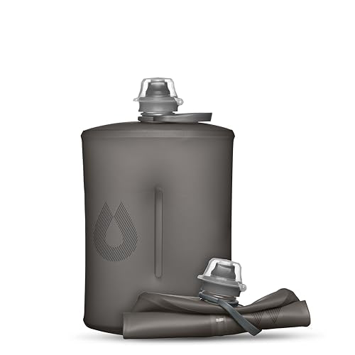 HydraPak Stow Collapsible Water Bottle – 350ml, 500ml, 1L – Ultralight, Leak-Proof, BPA-Free, Filter Compatible Travel & Hiking Flask - color: Mammoth Grey, style: 32oz/1L
